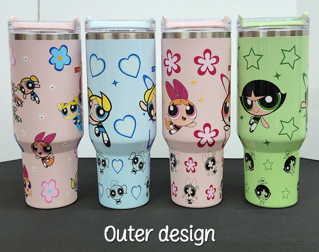 POWERPUFF GIRLS Stainless Steel Tumbler Cups | 40 oz | Bubbles, Blossom, Buttercup