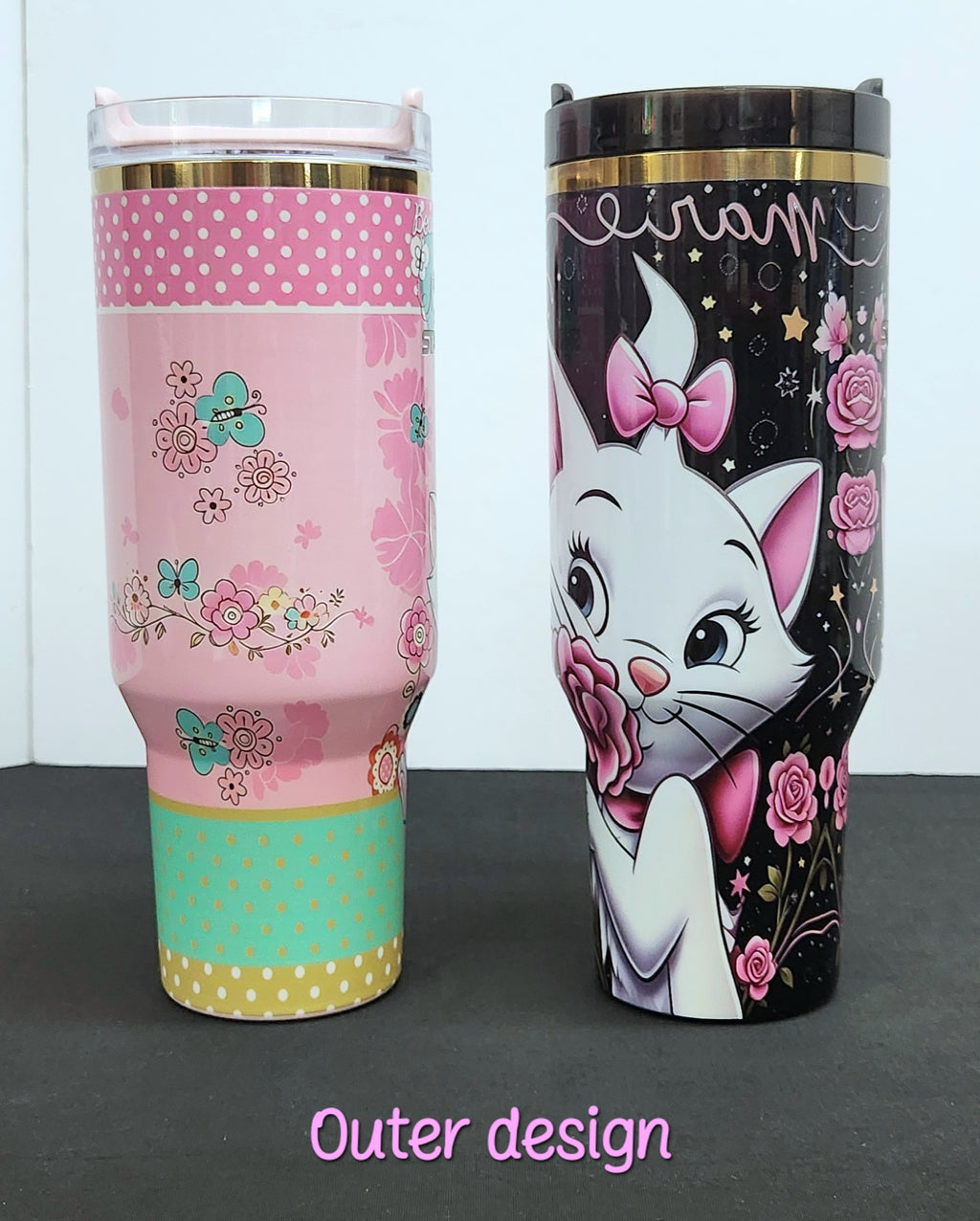 MARIE Stainless Steel Tumbler Cups | 40 oz | White Cat