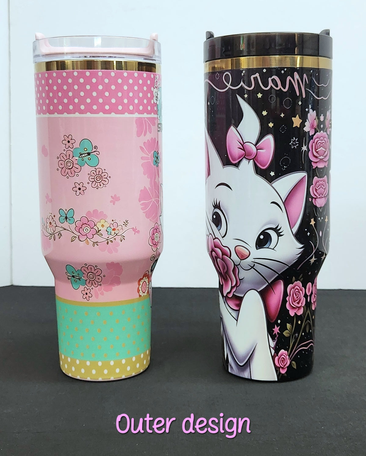 MARIE Stainless Steel Tumbler Cups | 40 oz | White Cat