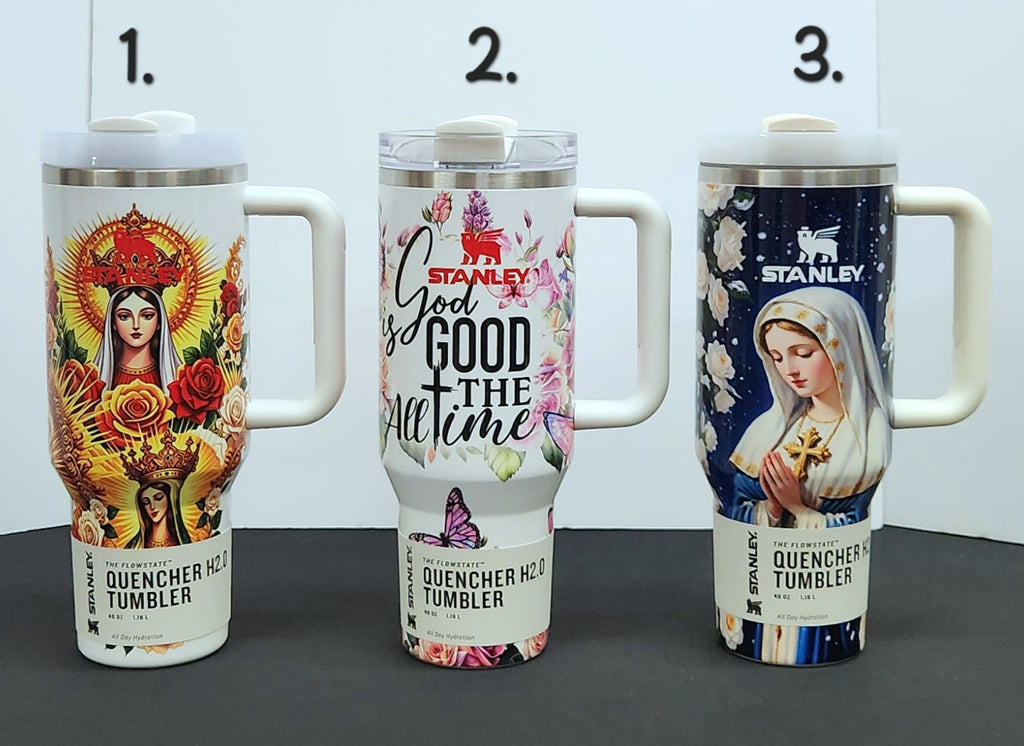 RELIGION Stainless Steel Tumbler Cups | 40 oz | GUADALUPE, GOD IS GOOD ALL THE TIME, VIRGIN MARY