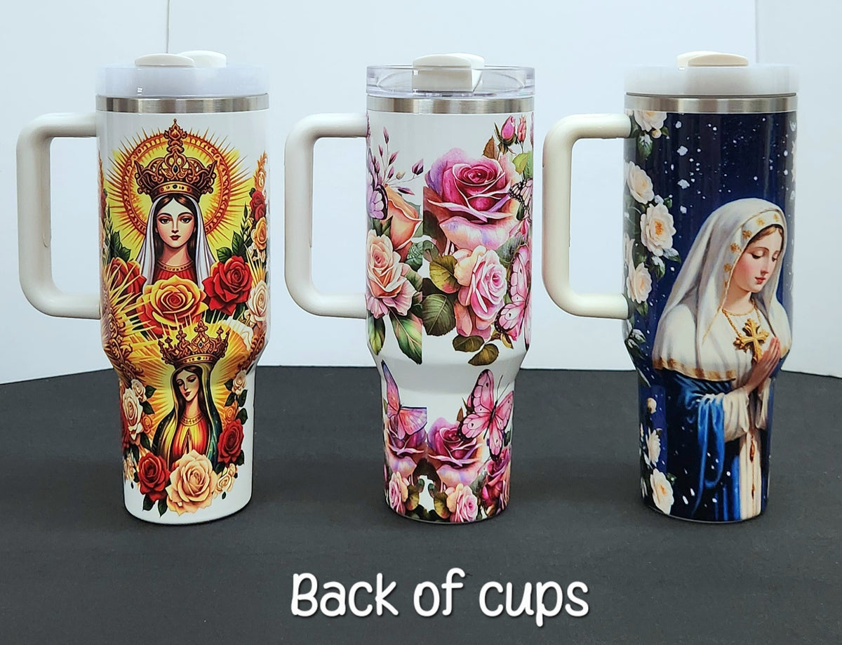 RELIGION Stainless Steel Tumbler Cups | 40 oz | GUADALUPE, GOD IS GOOD ALL THE TIME, VIRGIN MARY
