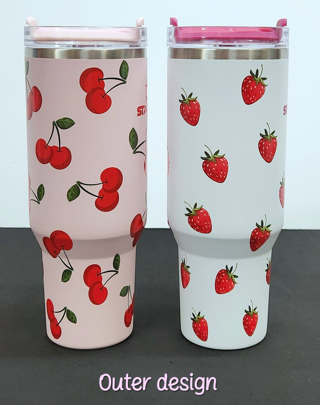 CHERRIES & STRAWBERRIES Stainless Steel Tumbler Cups | 40 oz